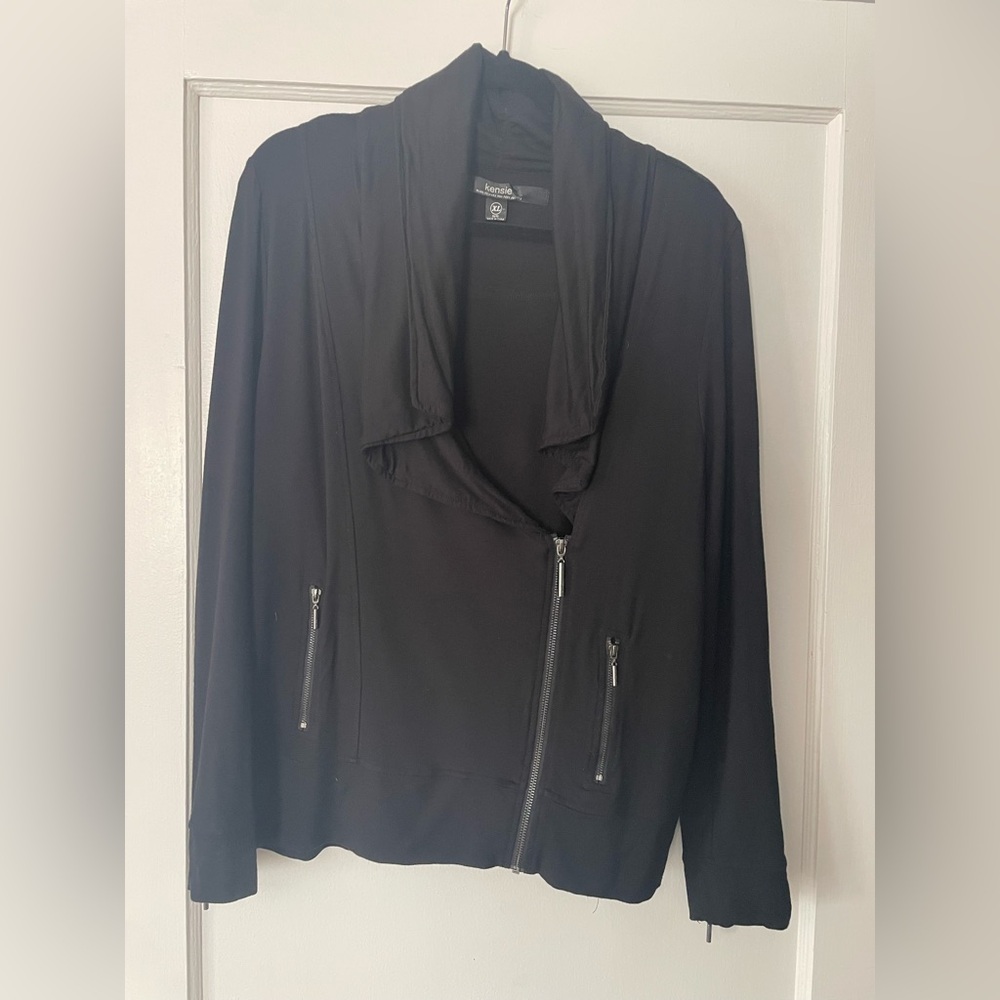 Kensie Black Zippered Cardigan Jacket/Sweater